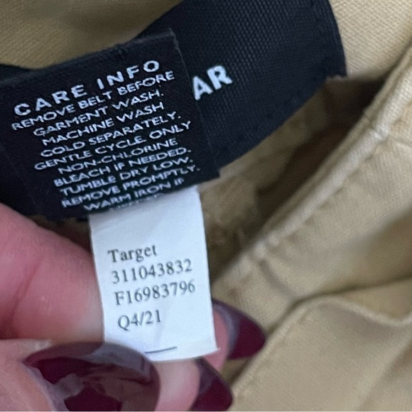 Who What Wear High Waist Wide Leg Belted Khaki Tan Cotton Pants - Size 2 - Picture 9 of 11